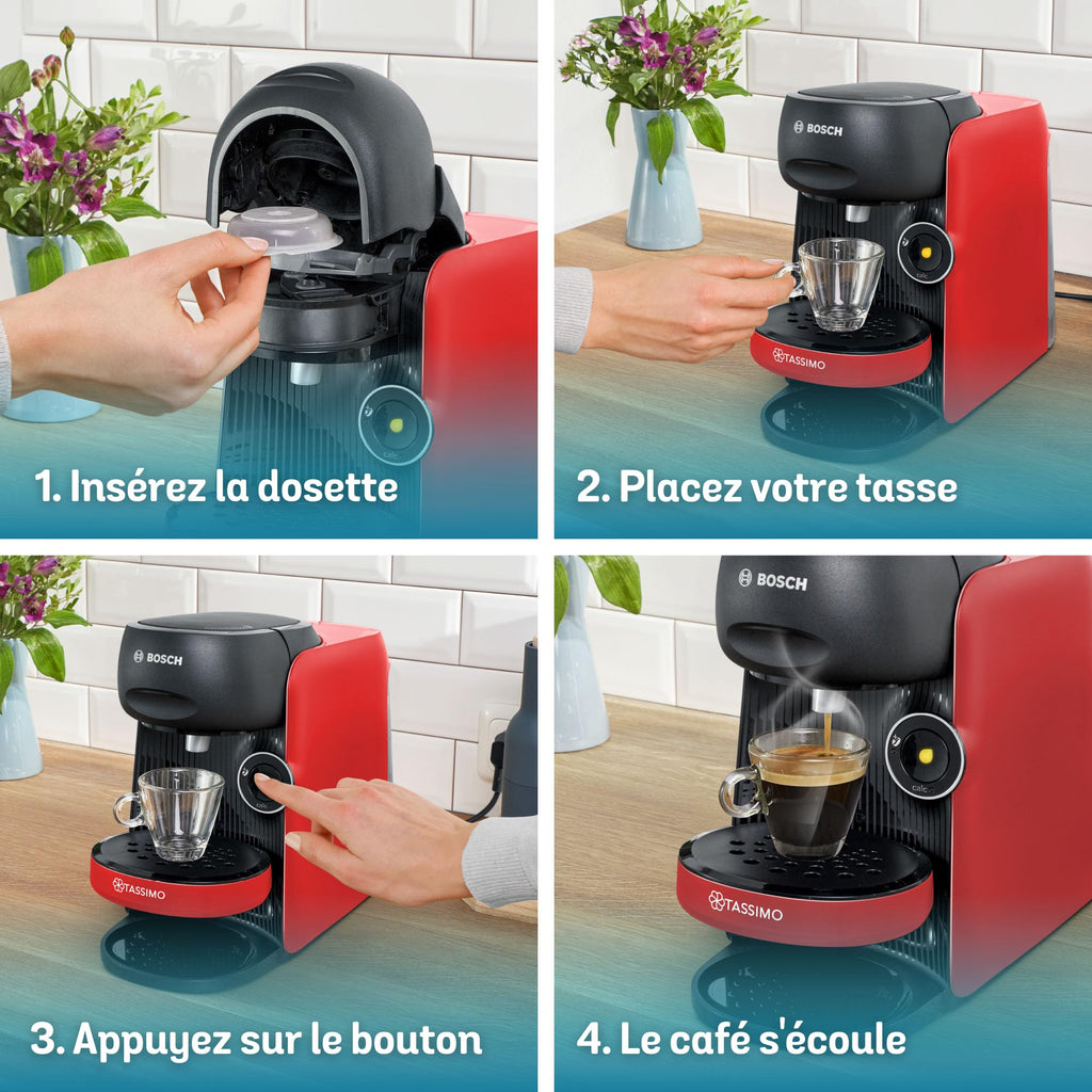 Machine à café Tassimo Finesse friendly, IntensityBoost, Intellibrew, TAS163E, Rouge