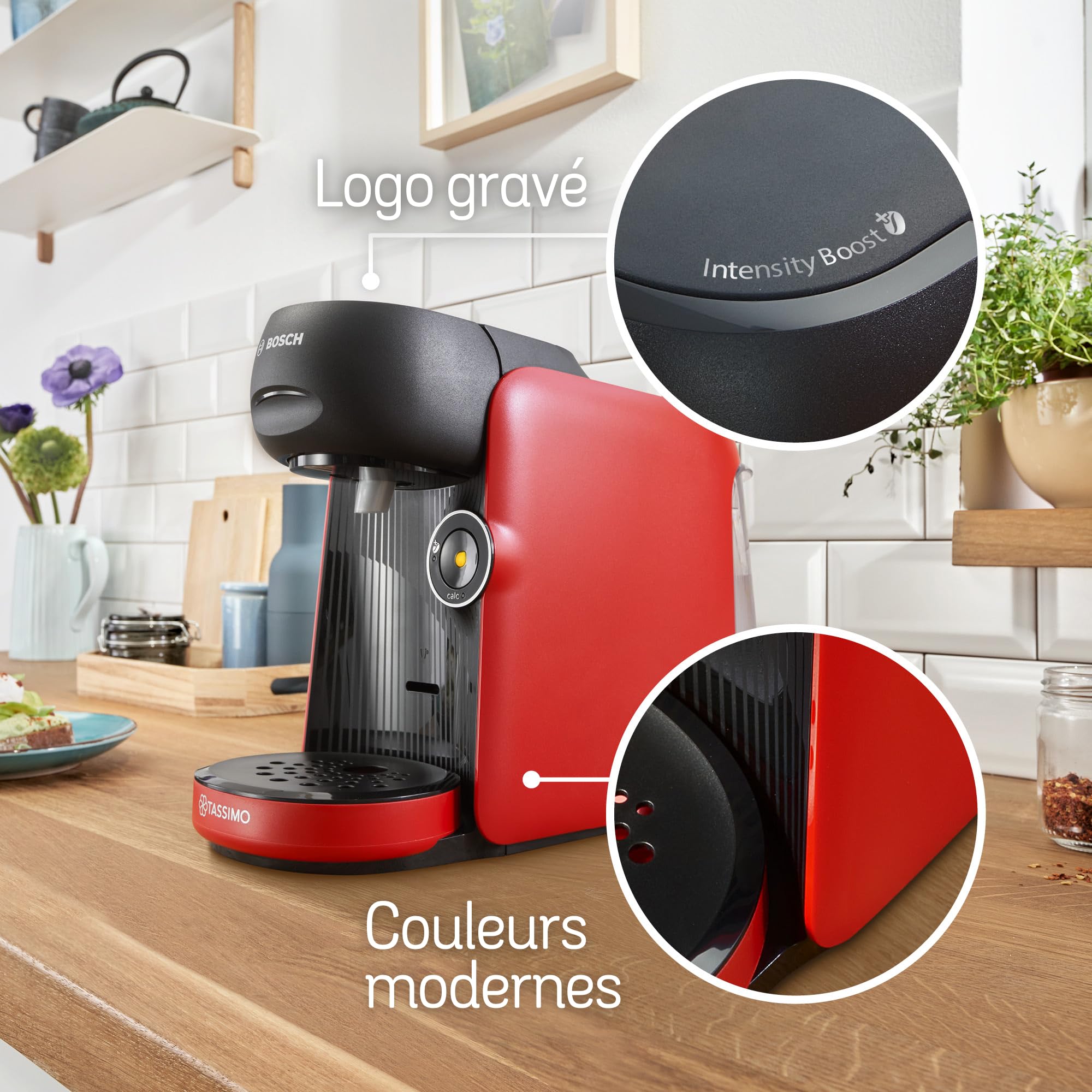 Machine à café Tassimo Finesse friendly, IntensityBoost, Intellibrew, TAS163E, Rouge