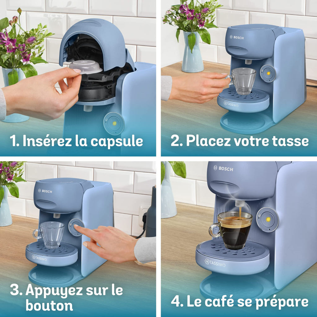 TASSIMO FINESSE machine à café, IntensityBoost, INTELLIBREW™, TAS16B3, bleu lavande
